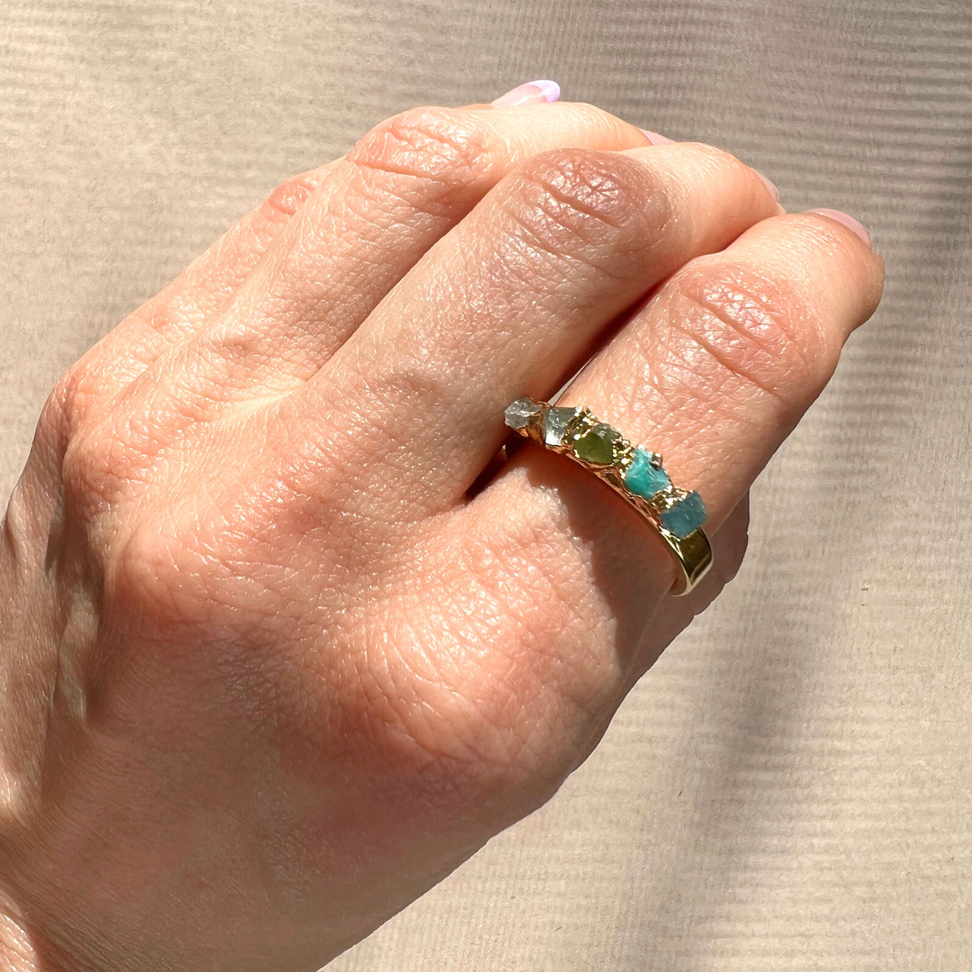Green and Blue Stone Ring - Size 8 - SS01