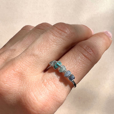 Blue Ombré Ring - Silver Finish - Size 7 - SS01