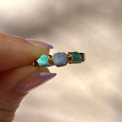 Turquoise, Sapphire, Emerald Ring - Size 8 - SS01