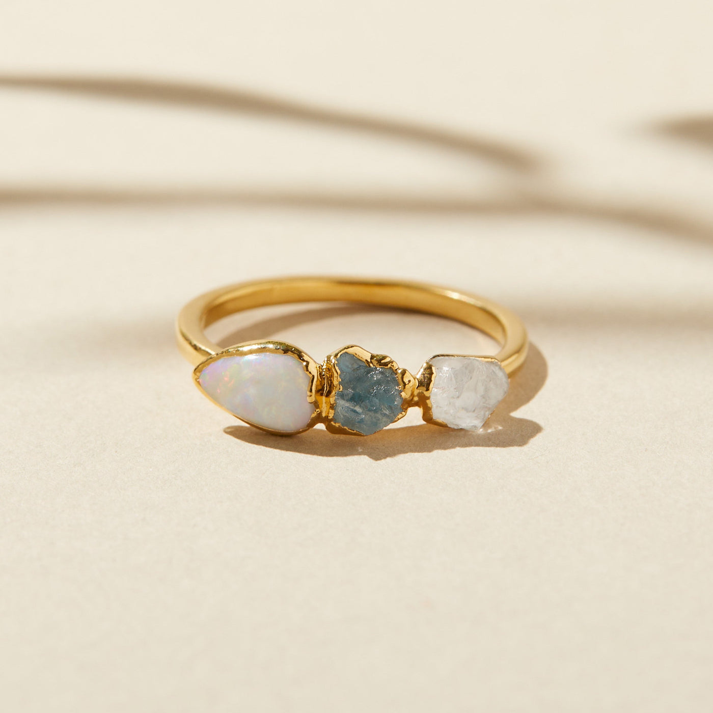 Opal Aquamarine Quartz Ring