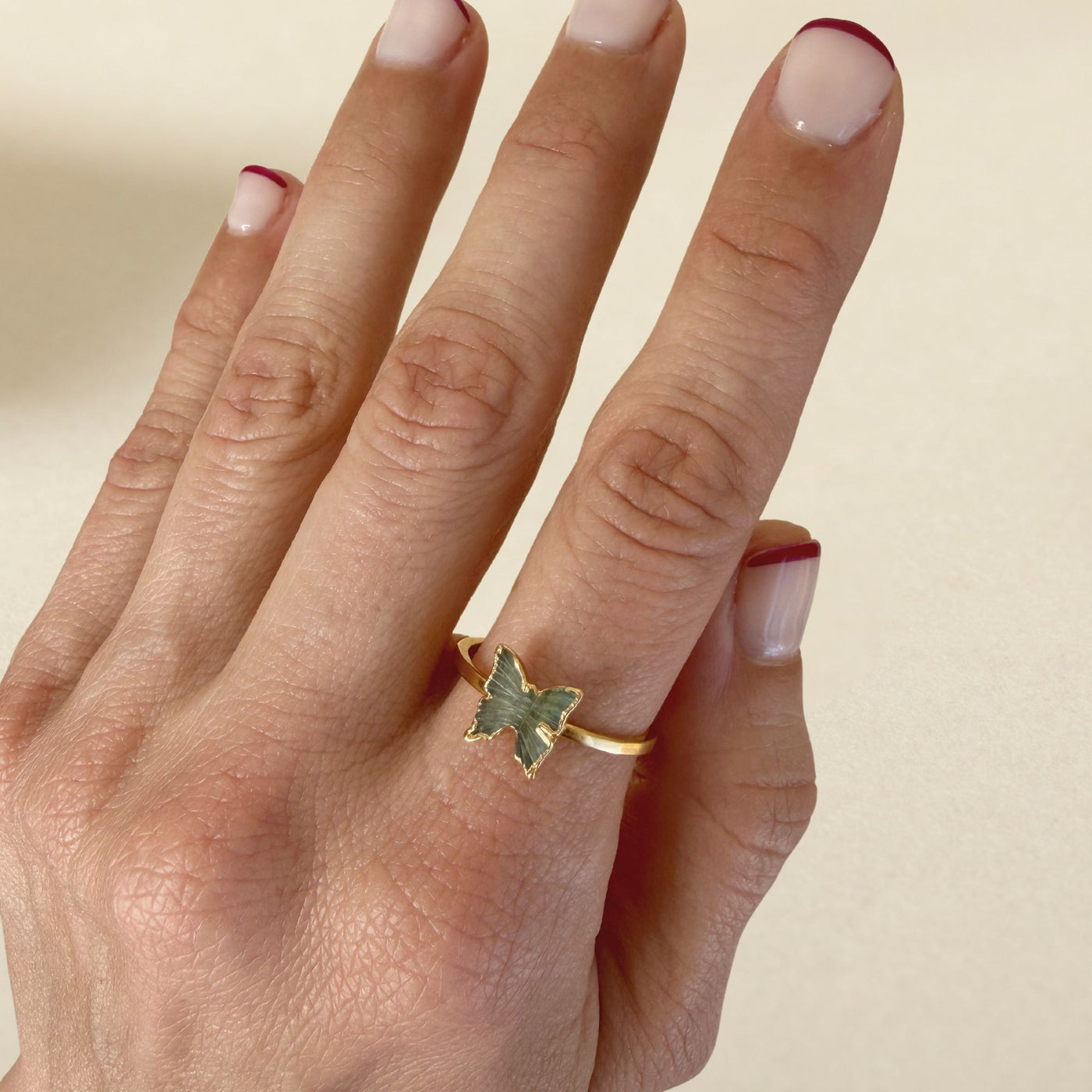 Blue Tourmaline Butterfly Ring - Size 8 - SS01