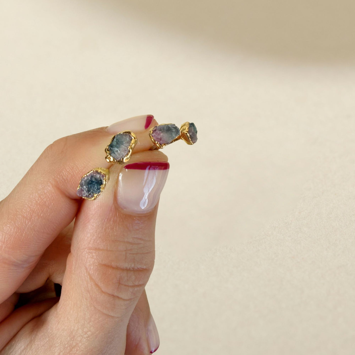 Watermelon Tourmaline Studs SS01