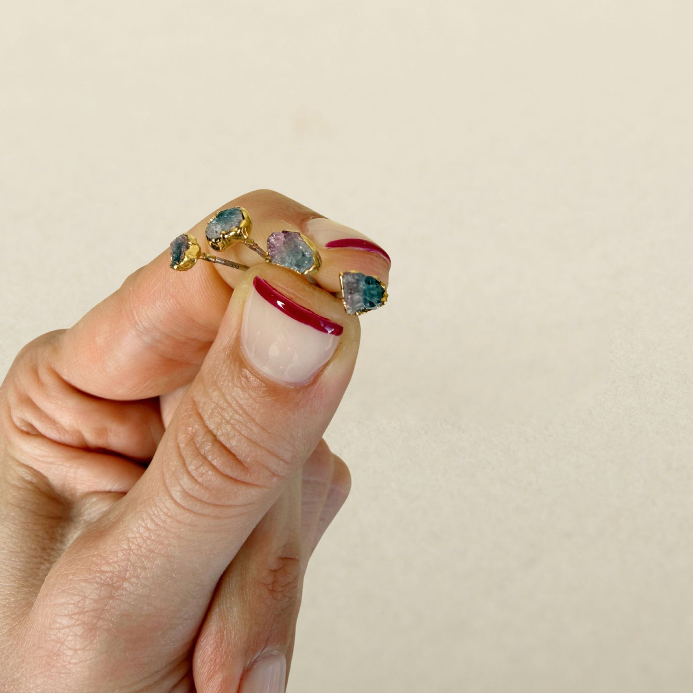 Watermelon Tourmaline Studs SS01