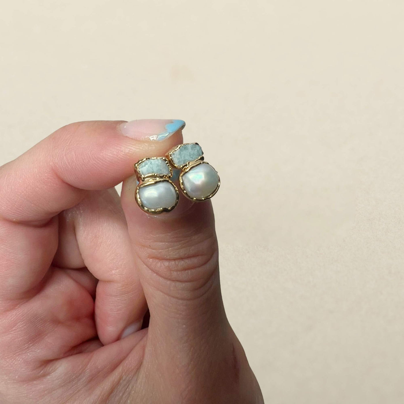 Pearl and Amazonite Studs SS01