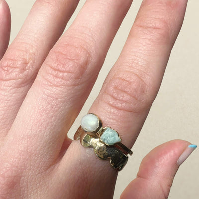 Pearl and Amazonite Ring - Multiple Sizes - SS01