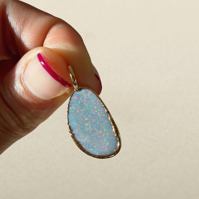Blue Fire Boulder Opal Pendant SS01