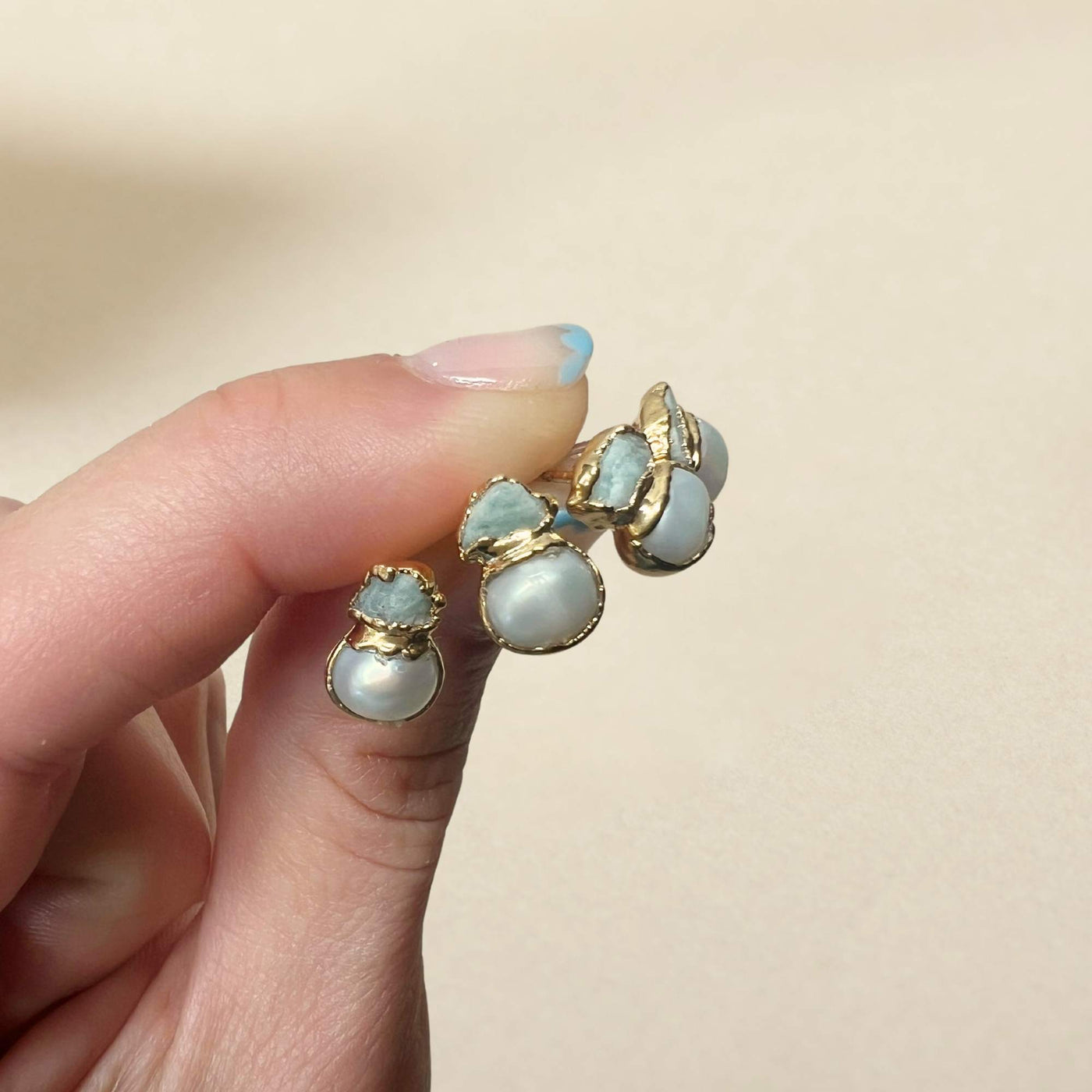 Pearl and Amazonite Studs SS01