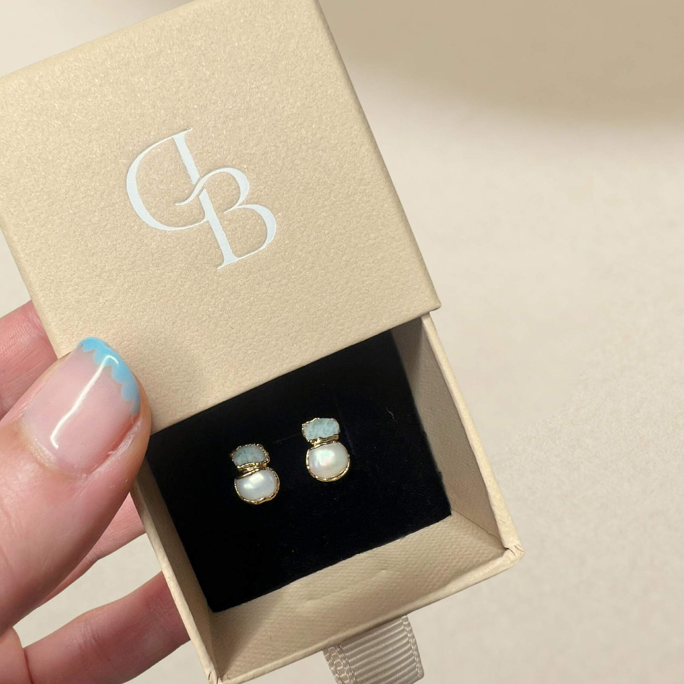 Pearl and Amazonite Studs SS01