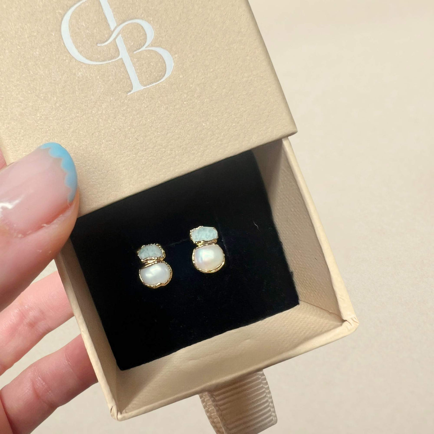 Pearl and Amazonite Studs SS01