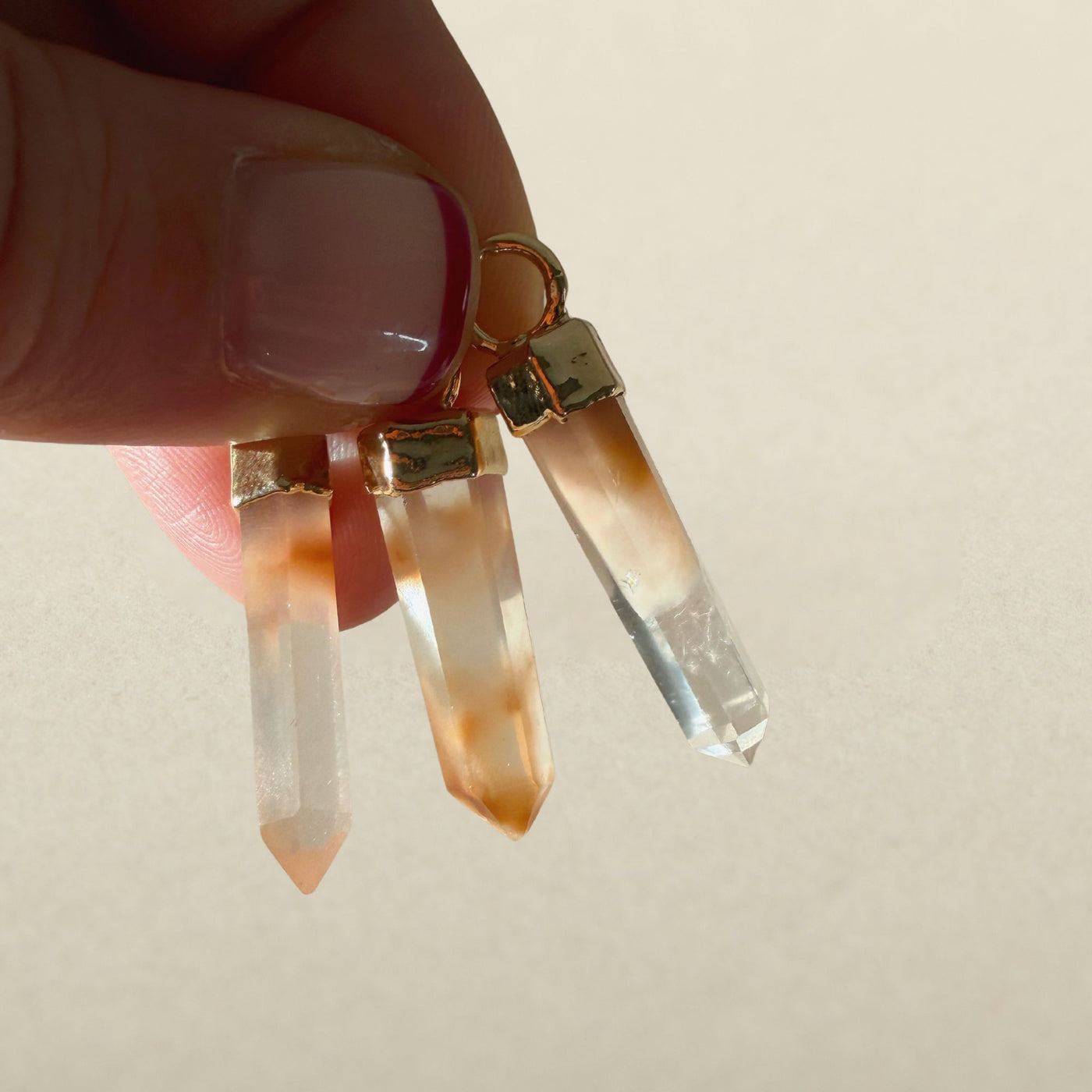 Tangerine Quartz Point Pendant SS01