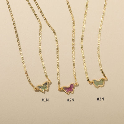 Watermelon Tourmaline Butterfly Necklace