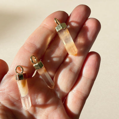 Tangerine Quartz Point Pendant SS01