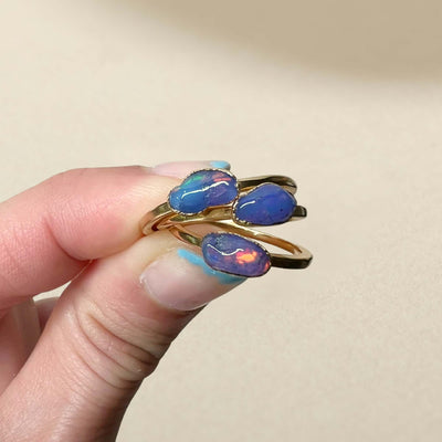 Purple Opal Solitaire Ring - Multiple Sizes - SS01