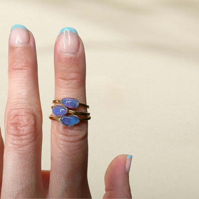 Purple Opal Solitaire Ring - Multiple Sizes - SS01