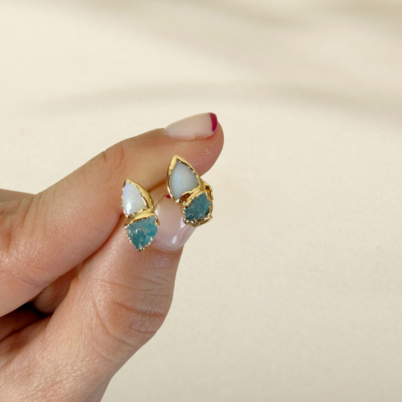 Opal Aquamarine Studs SS01