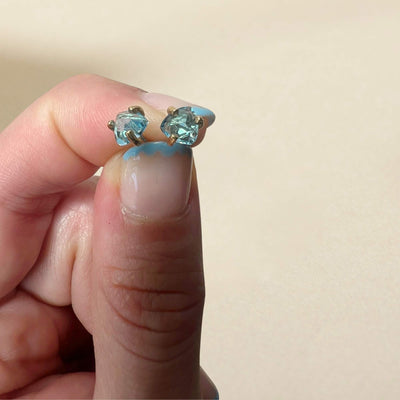 Blue Topaz Trillion Studs SS01