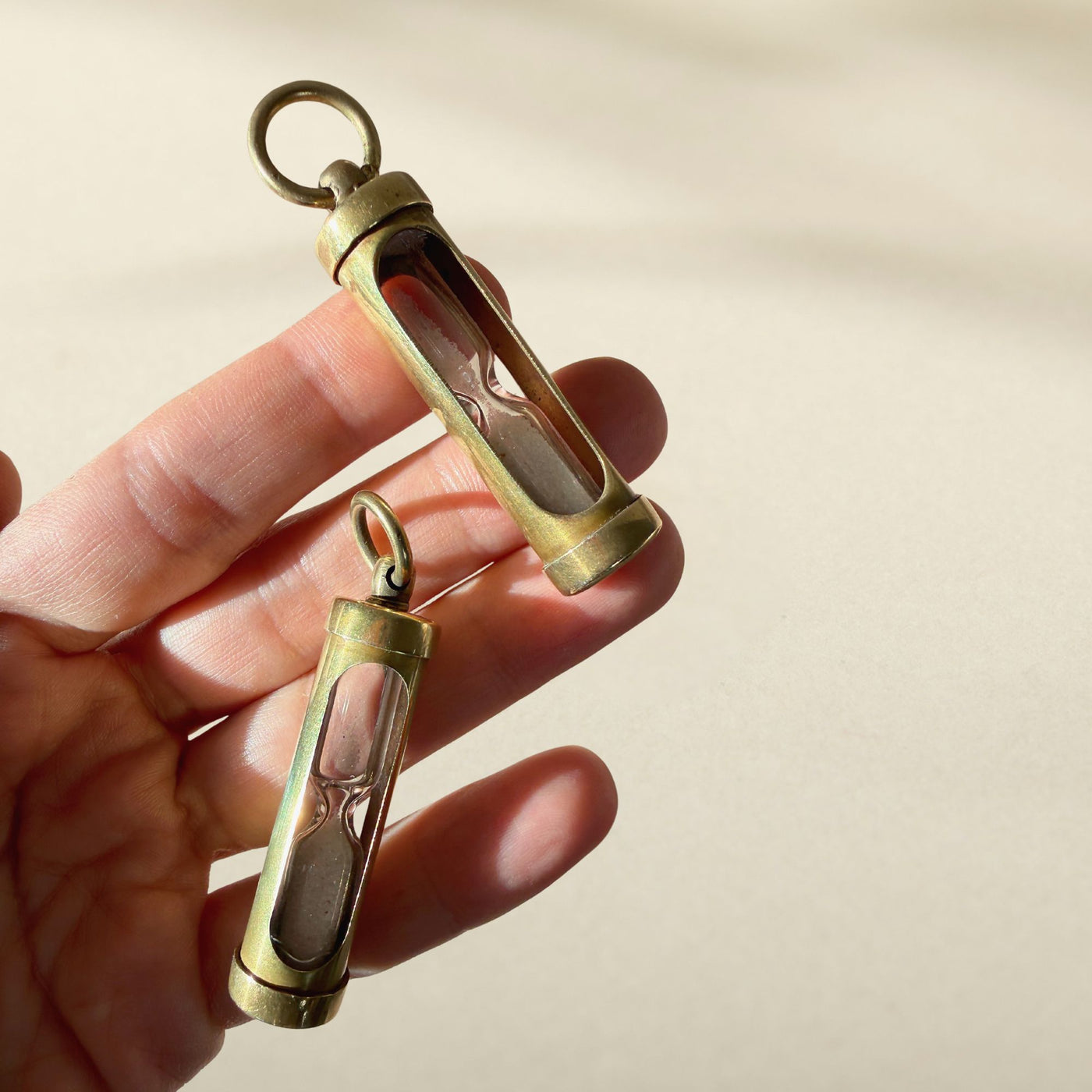 Vintage Brass Hourglass Pendant SS01