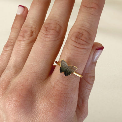 Watermelon Tourmaline Butterfly Ring - Size 8 - SS01