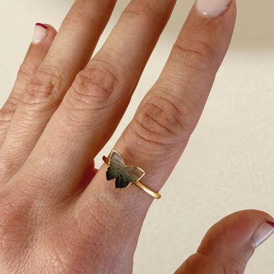 Watermelon Tourmaline Butterfly Ring - Size 8 - SS01