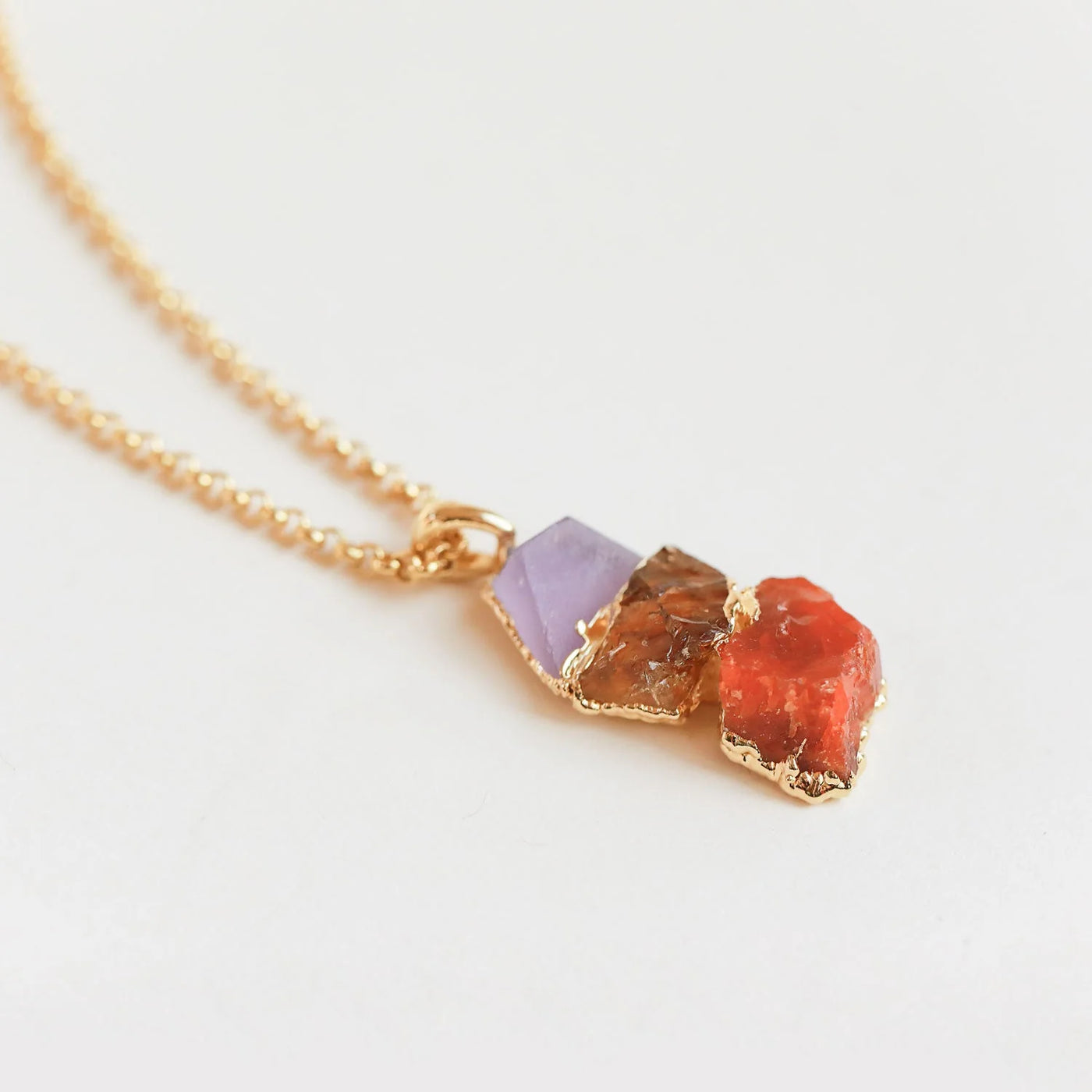 Amethyst, Citrine, Carnelian Pendant - Archive Collection