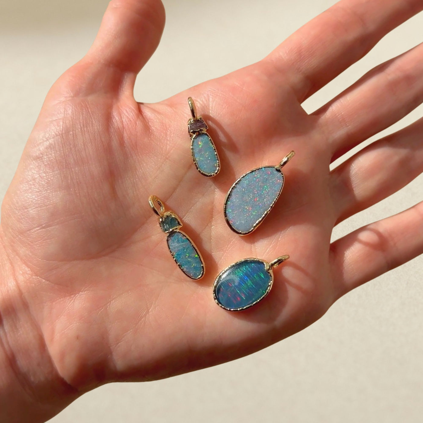 Tidepool Blue Topaz and Opal Pendant SS01