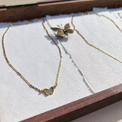 Watermelon Tourmaline Butterfly Necklace