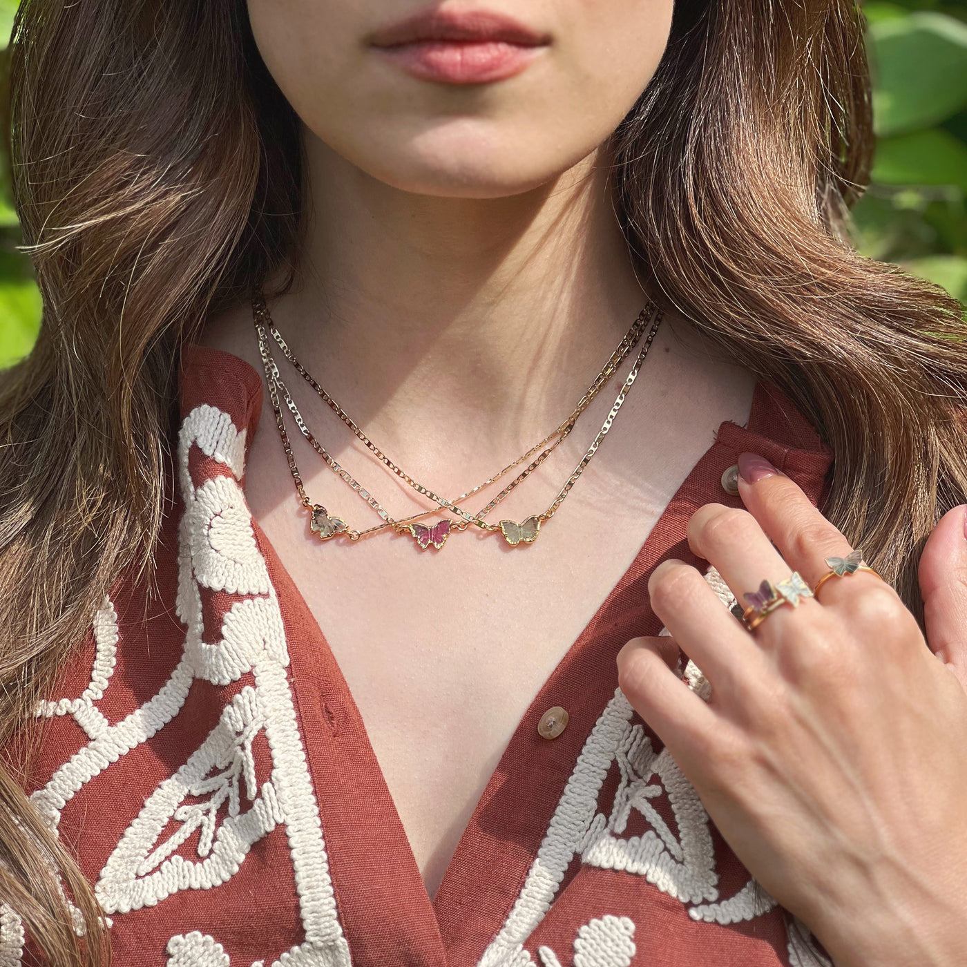 Watermelon Tourmaline Butterfly Necklace