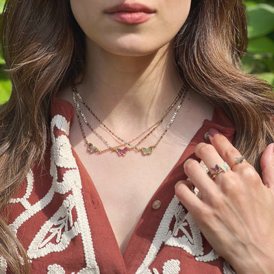 Watermelon Tourmaline Butterfly Necklace