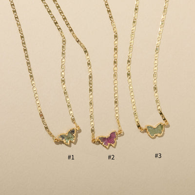 Watermelon Tourmaline Butterfly Necklace