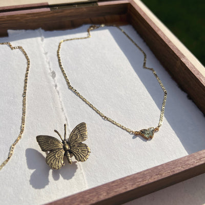 Watermelon Tourmaline Butterfly Necklace