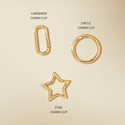 Carabiner, Circle, and Star Charm Clips for holding charms