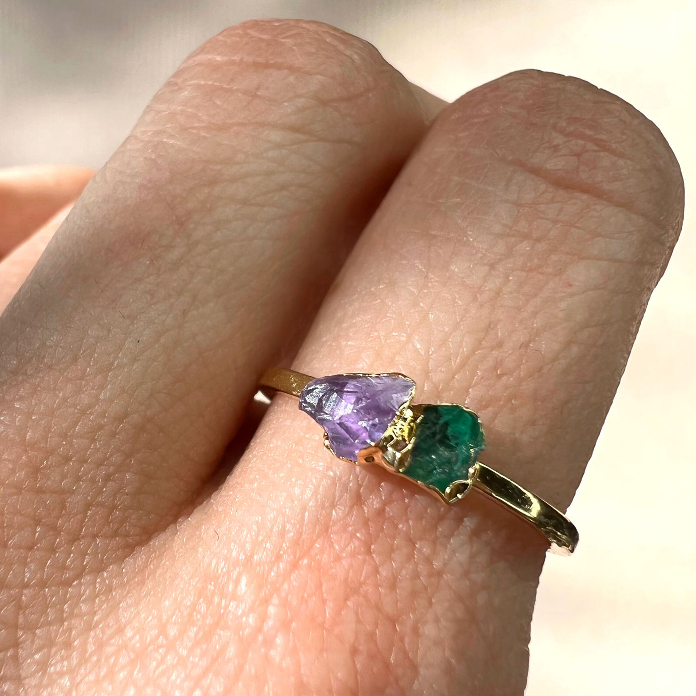 Amethyst and Green Tourmaline Ring - Size 8 - SS01