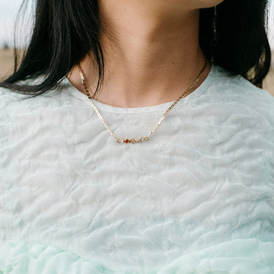 White and Orange Gemstone Necklace - SS01
