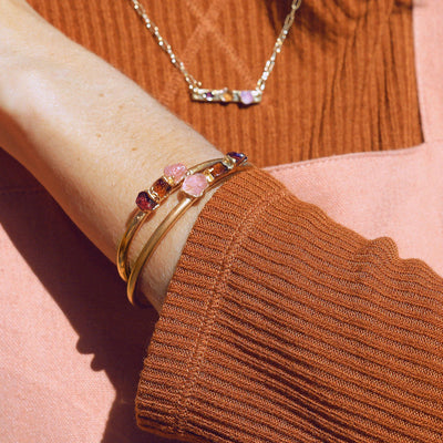 Rose Quartz, Citrine and Garnet Cuff - Archive Collection