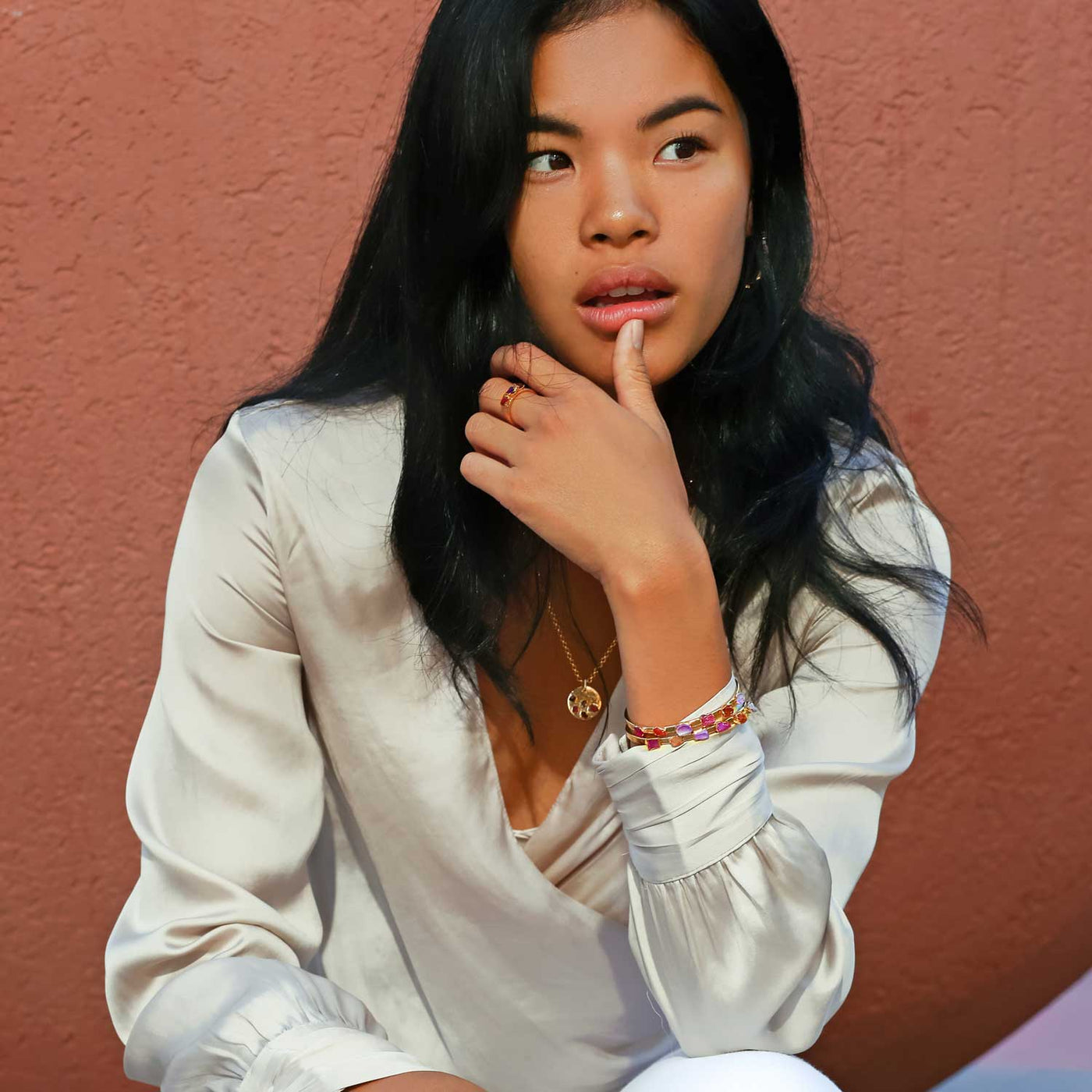 Amethyst, Carnelian, Pink Tourmaline Cuff - Archive Collection