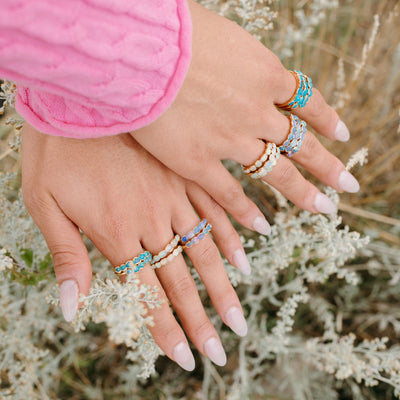 Opal Rings in Blue and White