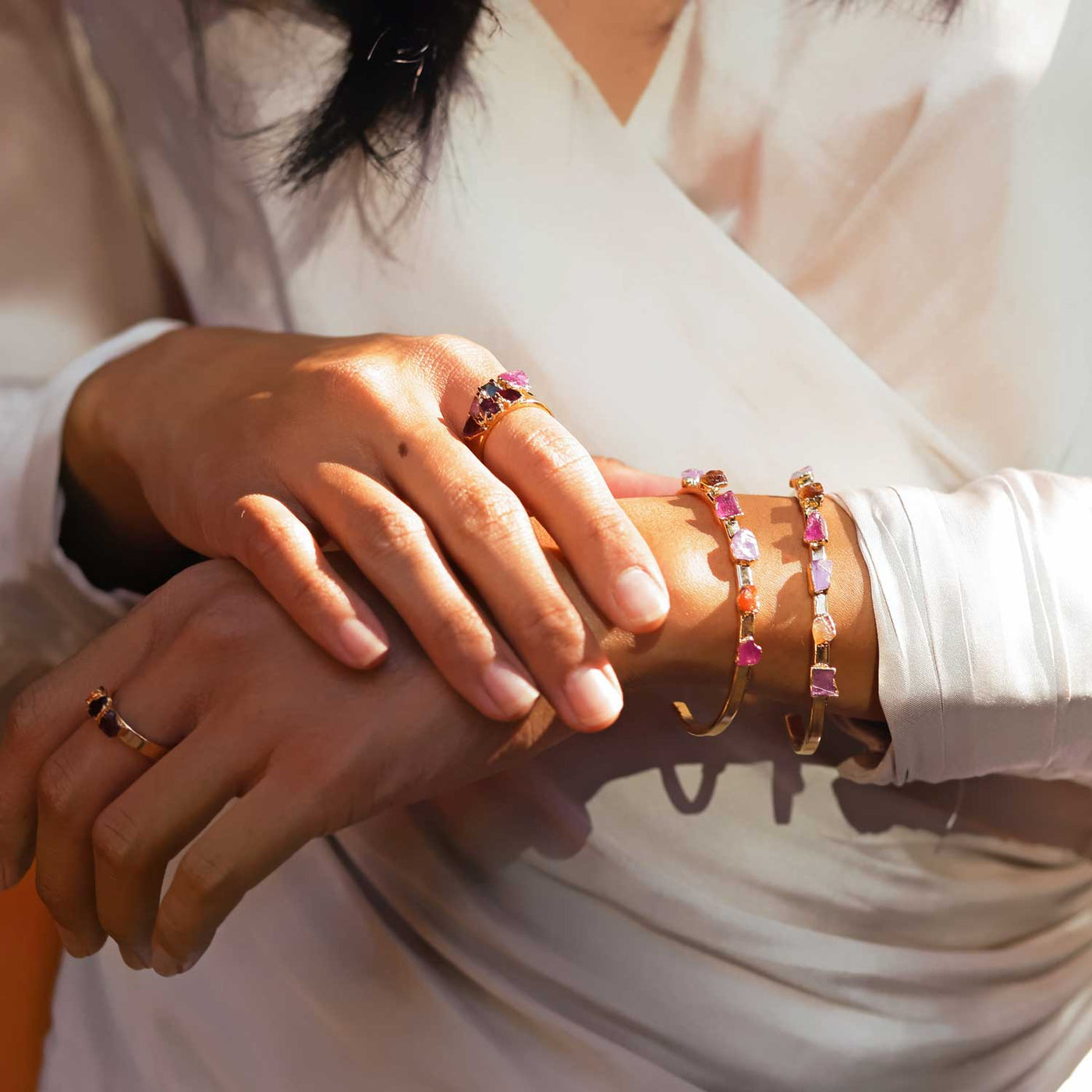 Amethyst, Carnelian, Pink Tourmaline Cuff - Archive Collection