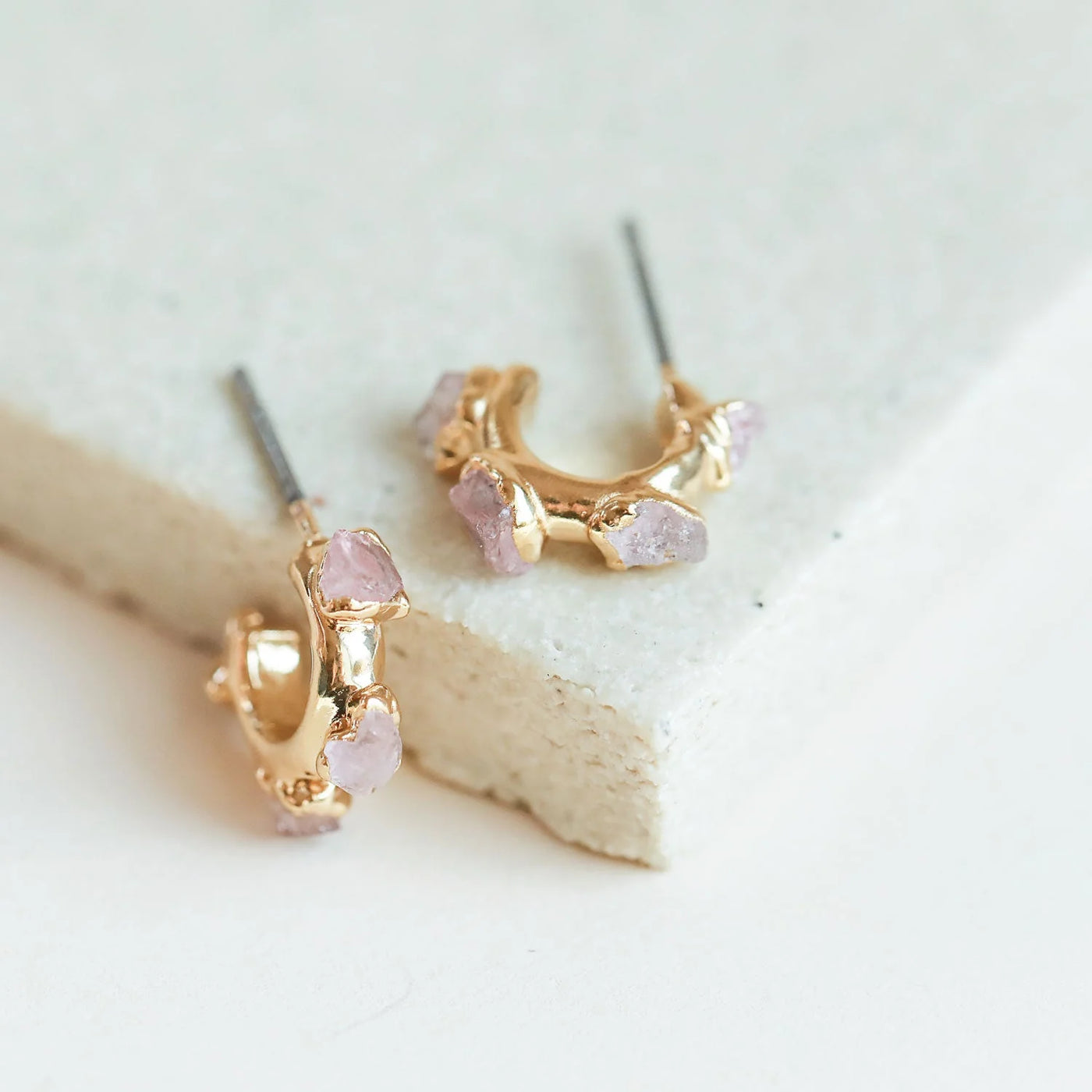 Rose Quartz Babe Hoops - Archive Collection