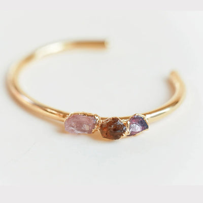 Rose Quartz, Citrine and Garnet Cuff - Archive Collection