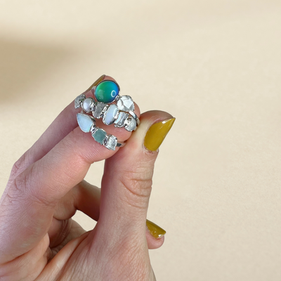 Opal Aquamarine Quartz Ring