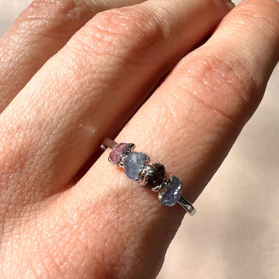 Purple Stone Ring - Silver Finish - Size 9 - SS01