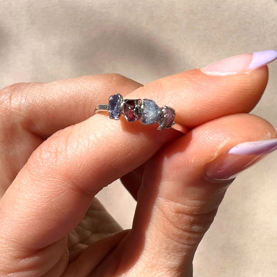 Purple Stone Ring - Silver Finish - Size 9 - SS01
