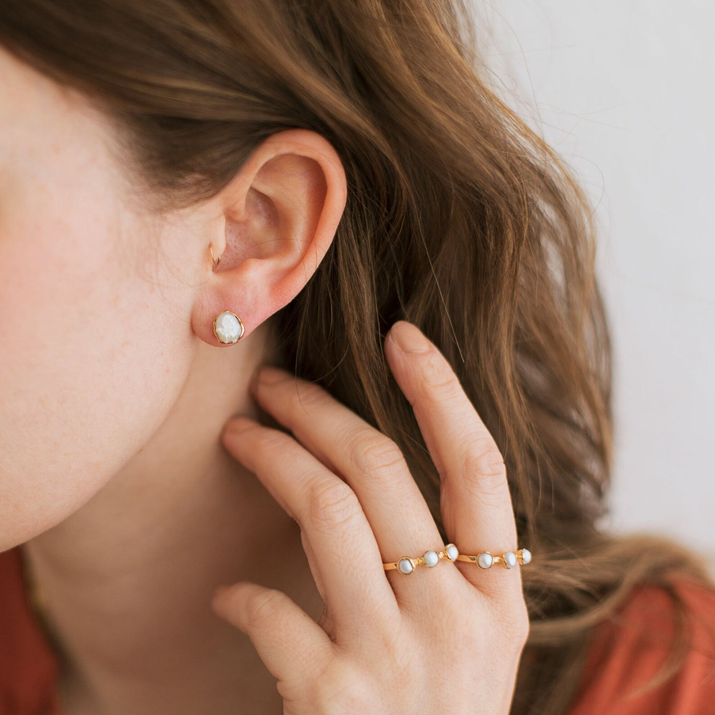 Pearl Studs in Pink, Peach, and White - Archive Collection