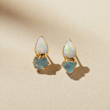 Opal Aquamarine Studs