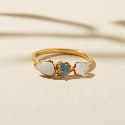 Opal Aquamarine Quartz Ring