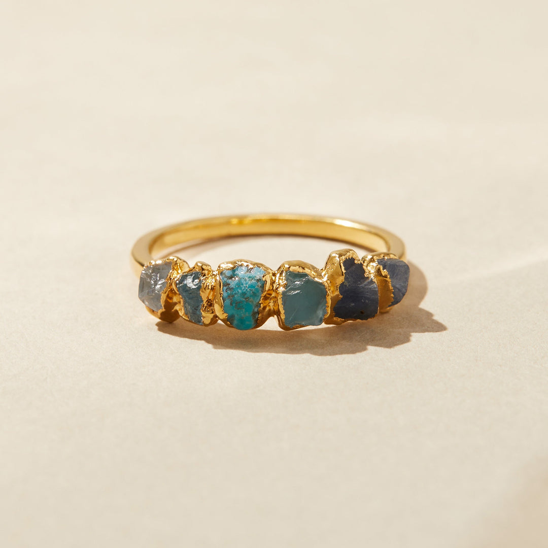 Blue Ombré Birthstone Ring Hand Hammered 14K Gold Dani Barbe
